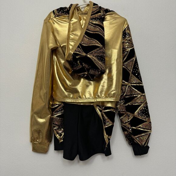 Foil Hip-Hop Gold and Black You’re An Allstar Dance Costume Size ISC (7/8) - Picture 9 of 10